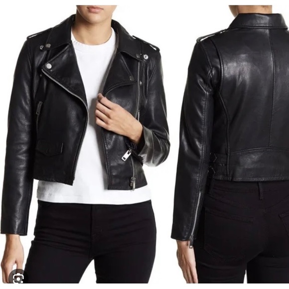 New Walter Baker Liz lamb leather Moto jacket in black - Picture 11 of 13